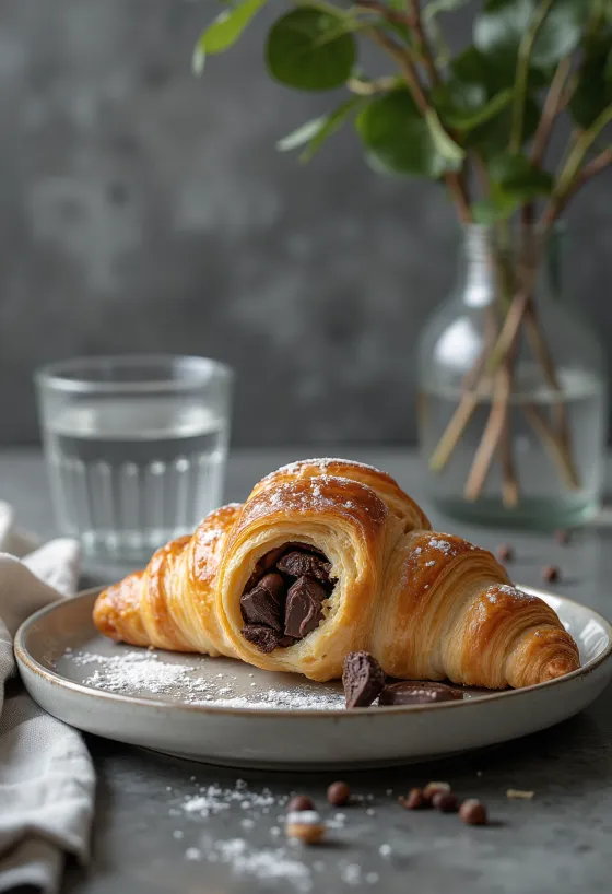 Dark chocolate-mint croissant freshly baked