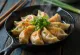 Shrimp gyoza fried crisp served