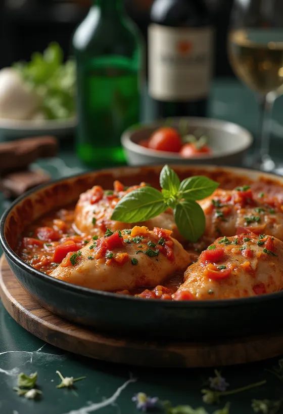 Chicken Cacciatore served with crusty bread