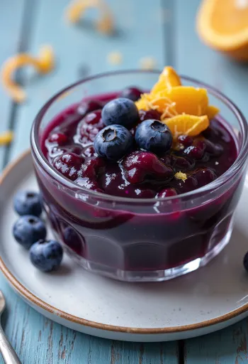 Orange berry sauce served in a glass bowl