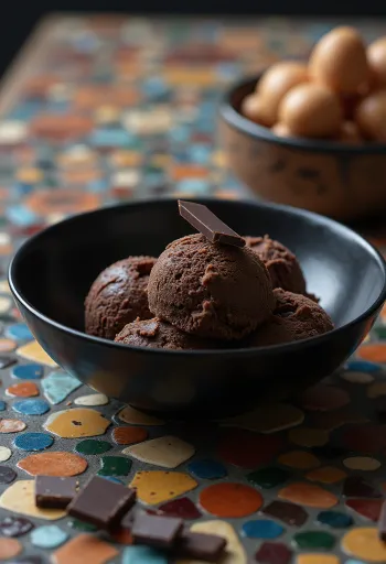 Rich dark chocolate sorbet served