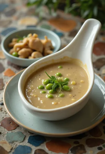 Green peppercorn sauce served in a pan