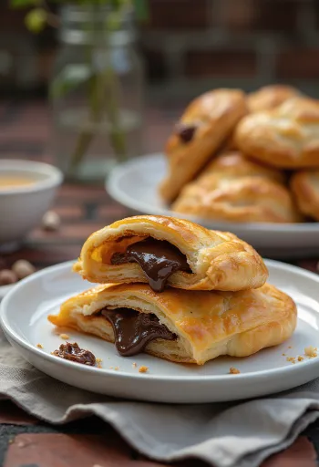 Golden brown Nutella Katmer cut into squares