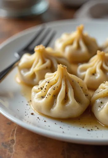 Khinkali soup dumplings served on a plate