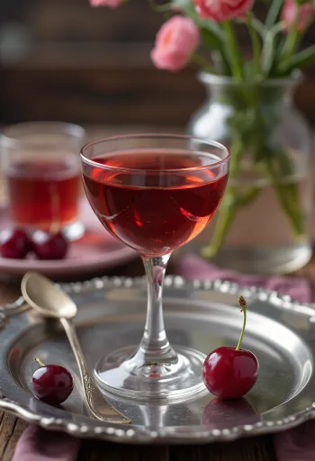 Sour Cherry Brandy in a glass bottle