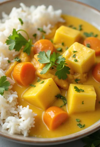 Spicy eggplant curry served with coconut milk