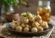 Pickled mushrooms in a glass jar