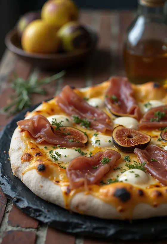 Pizza ai Fichi e Prosciutto with figs and ham