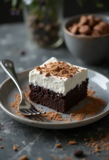 Chocolate cream squares served