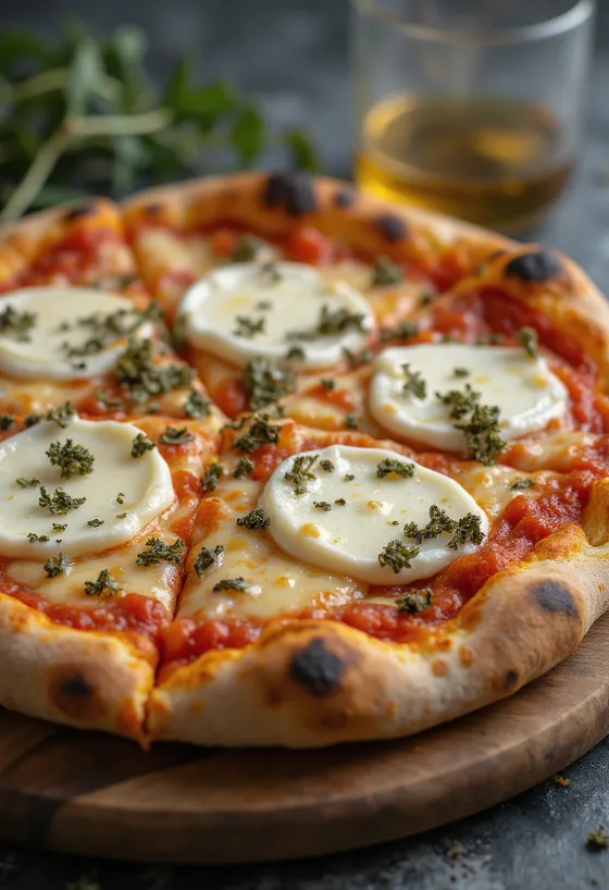 Pizza ai Formaggi di Capra with goat cheese and mozzarella