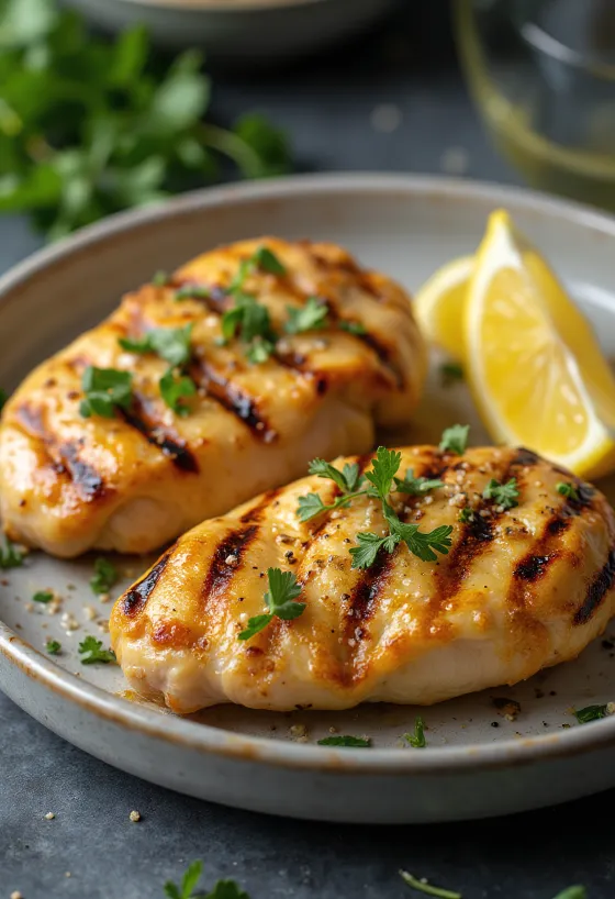 Juicy pan-seared chicken breast with herbs