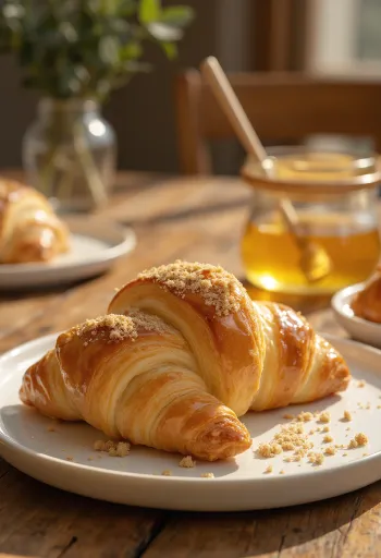 Freshly baked New Zealand honey croissant