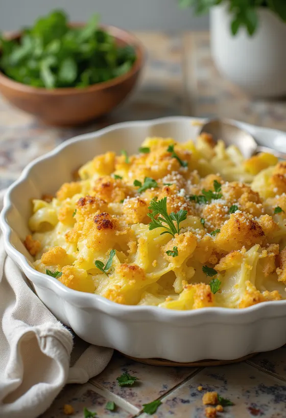 Vegan Savoy Cabbage Casserole served