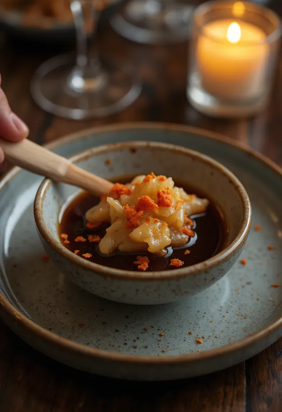 Sticky Asian ginger glaze served in a bowl