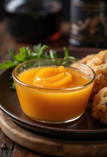 Ginger orange sauce served in a bowl
