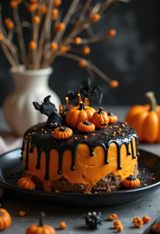 Halloween cake with orange fondant