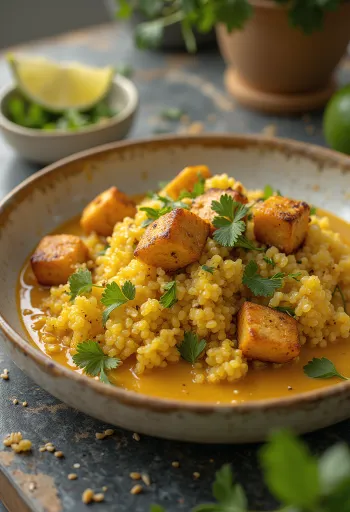 Coconut Curry Quinoa with Lime and Tofu