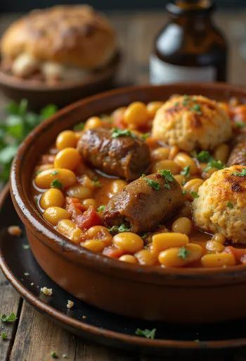 Cassoulet with lamb, bean and sausage stew