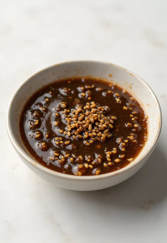 Ginger sesame sauce served in a bowl