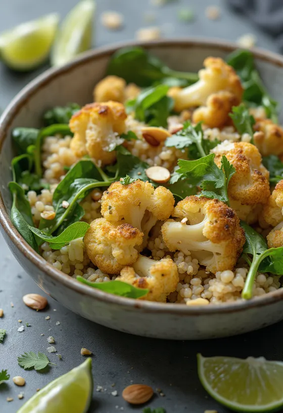 Roasted Cauliflower Quinoa Bowl with Lime