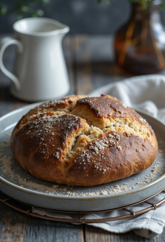 Round flat rye bread with a hole in the center